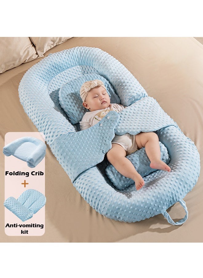 Snugly Fit Baby Crib Sleeping Bed Nest with Anti-Vomiting Pillow, Portable Infant Lounger and Soothing Sleep Mat