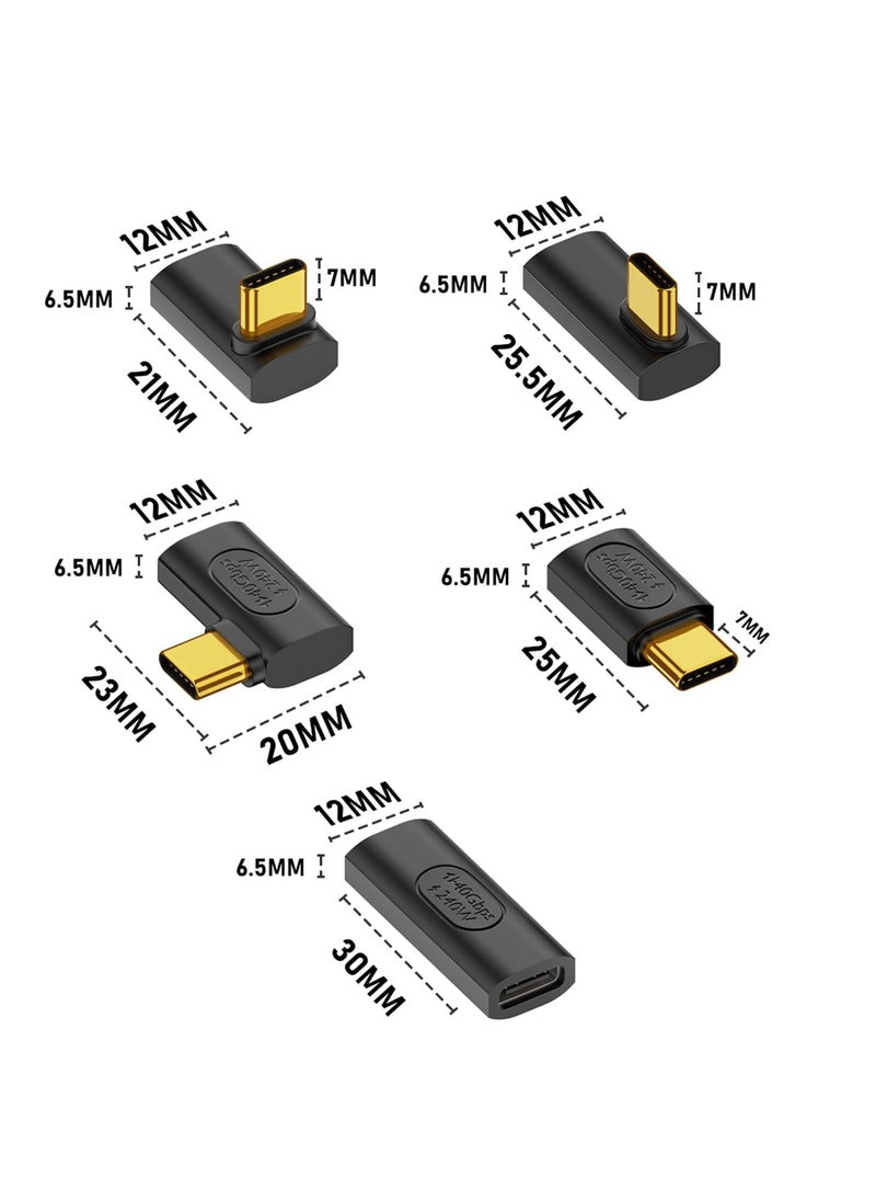 5 Pack USB C Adapter, Vertical and Horizontal 90 Degree USB Type C Male to Female Converter, USB C Female to Female Extender Connector for Steam Deck, Switch, MacBook, Laptop, Tablet, Phone