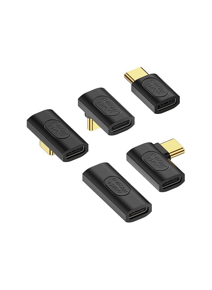 5 Pack USB C Adapter, Vertical and Horizontal 90 Degree USB Type C Male to Female Converter, USB C Female to Female Extender Connector for Steam Deck, Switch, MacBook, Laptop, Tablet, Phone