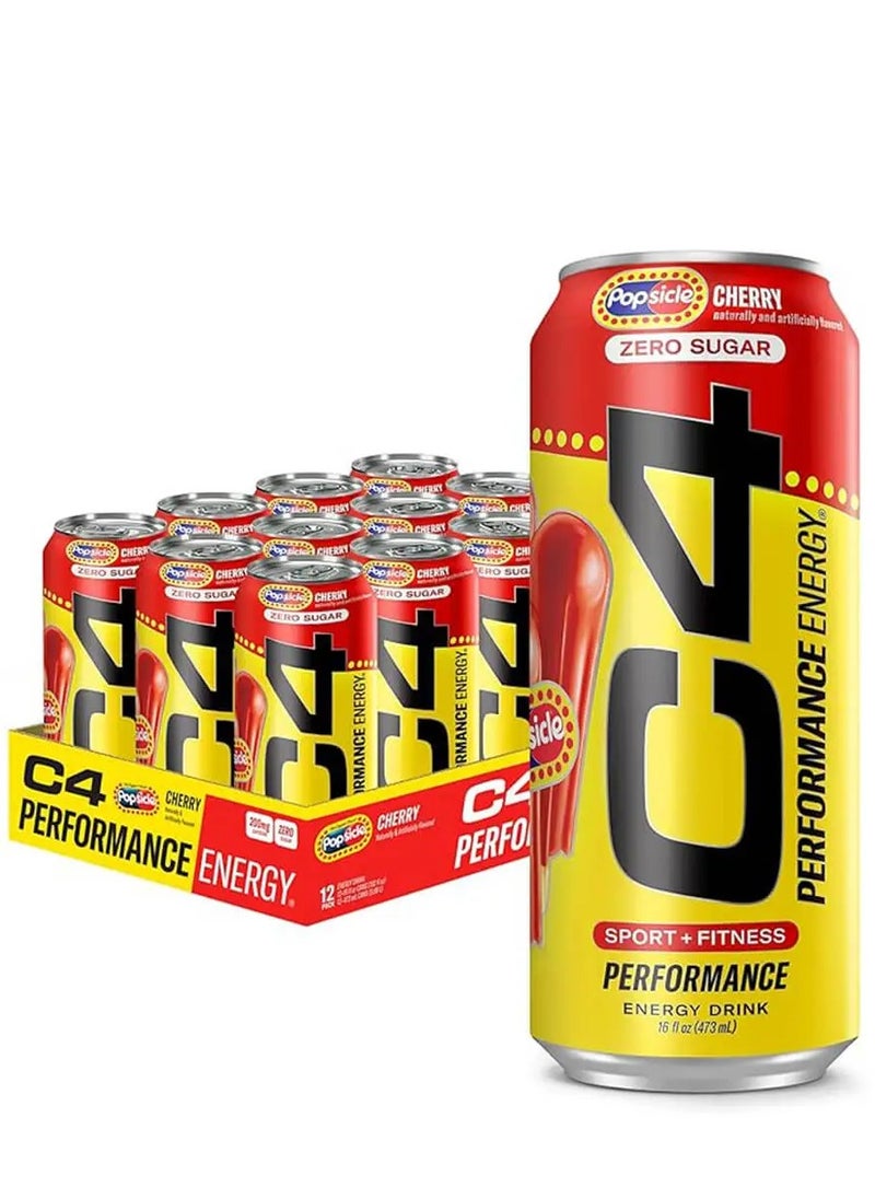 C4 Original Pre-Workout Energy Ready to Drink - Cherry Popsicle - Pack of 12