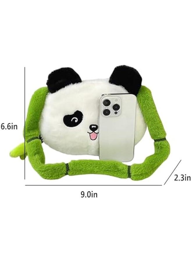 Cute Panda Plush Crossbody Purse Small Fluffy Satchel Shoulder Messenger Bag Animal Handbag Purse for Women Girls,B#