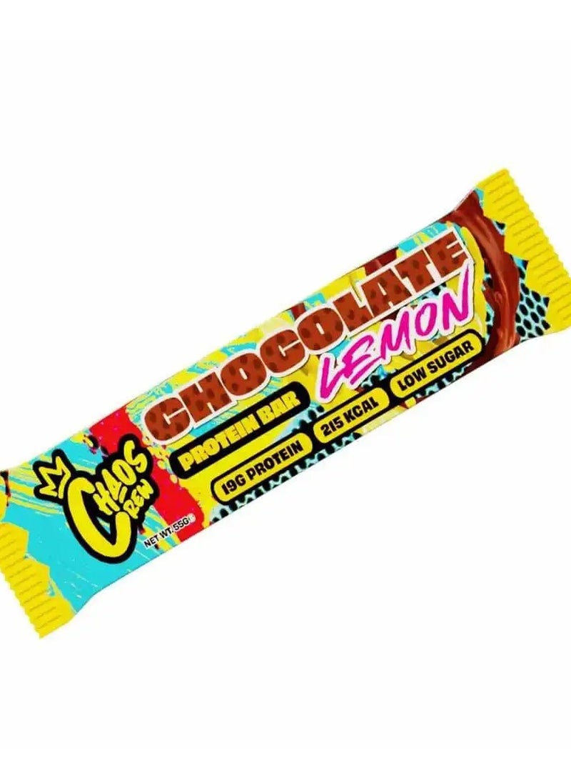 CHAOS CREW, PROTEIN BAR, CHOCOLATE LEMON,55G PACK OF 12