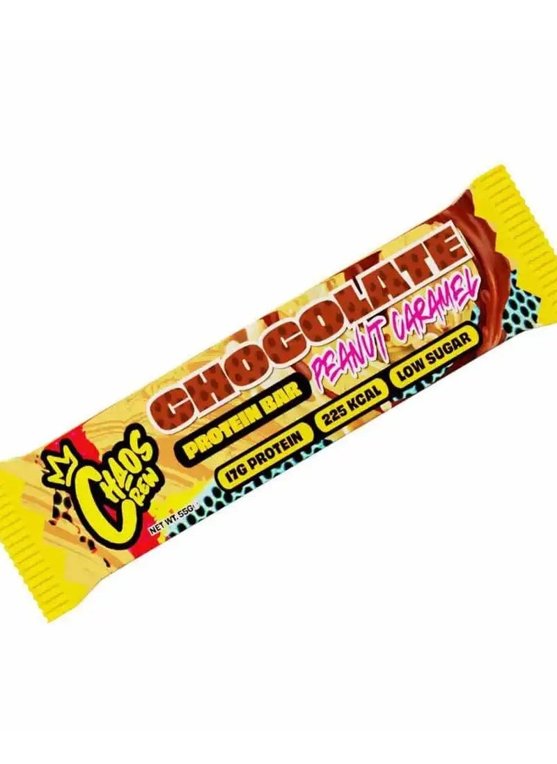 CHAOS CREW, PROTEIN BAR, CHOCOLATE PEANUT CARAMEL,55G PACK OF 12