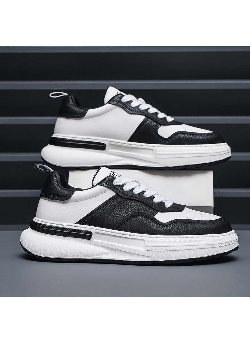 Mens Leather Sneakers Panda Casual Trendy White Black
