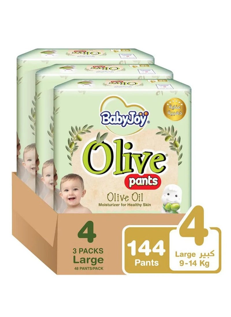 BabyJoy Olive Pants, Diapers, Junior, Mega Box, Size 4, Pack of 3 - 48 Diapers Each