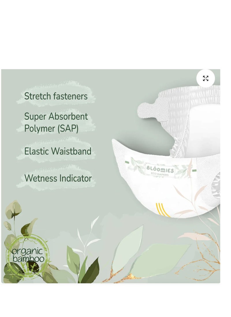 Premium Baby Diapers with wetness indicator | Eco-friendly and Hypoallergenic Nappies Made with 100% Bamboo Size 2 for babies 3-8kg x 22pcs