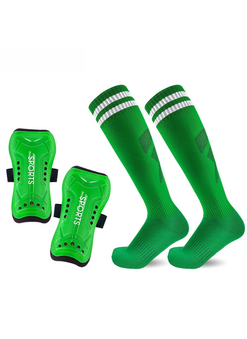 Soccer Shin Guards with Over-Knee SocksGreen suit L size Green suit L size