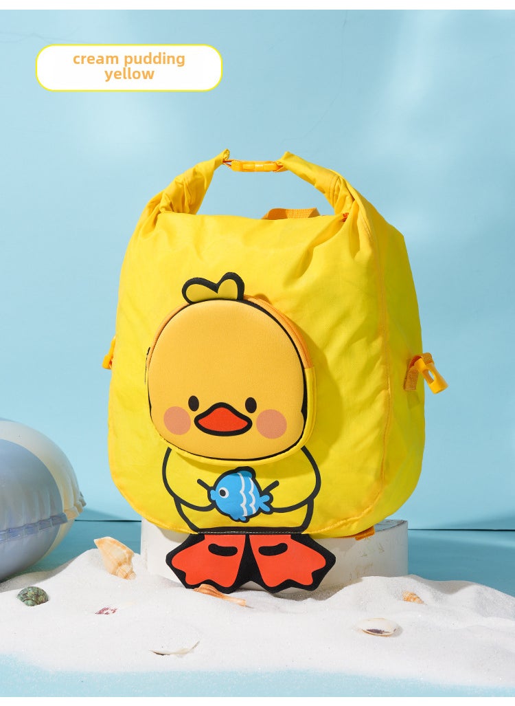 Kids Waterproof Beach Storage Backpack cream pudding yellow