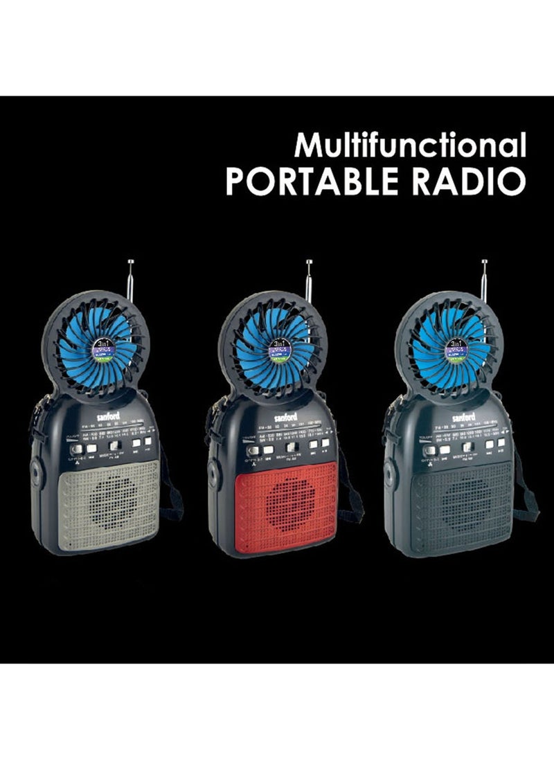 Sanford Multifunctional Portable Radio With Mini Fan - SF1017PR Red Black