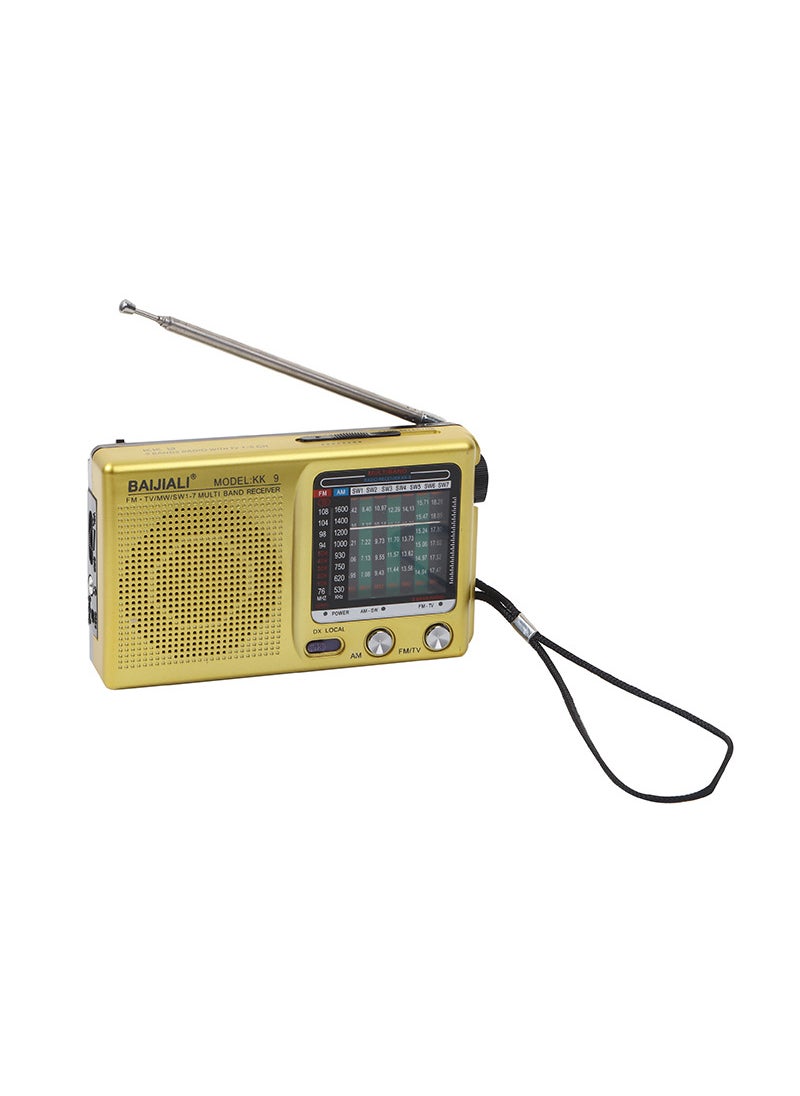 1 x 5 pcs Vintage Full-Spectrum Portable Radio Gold