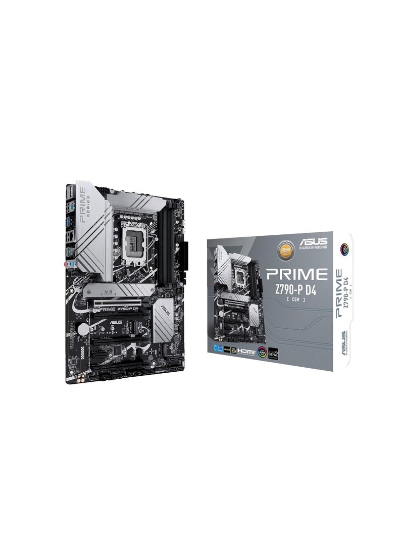 Prime Z790-P WiFi D4 LGA 1700, Intel 12th &13th Gen, ATX Motherboard, PCIe 5.0, DDR4, 3X M.2, WiFi 6, Bluetooth v5.2, 2.5Gb LAN, Front Panel, USB 3.2 Gen 2 USB Type-C - Black