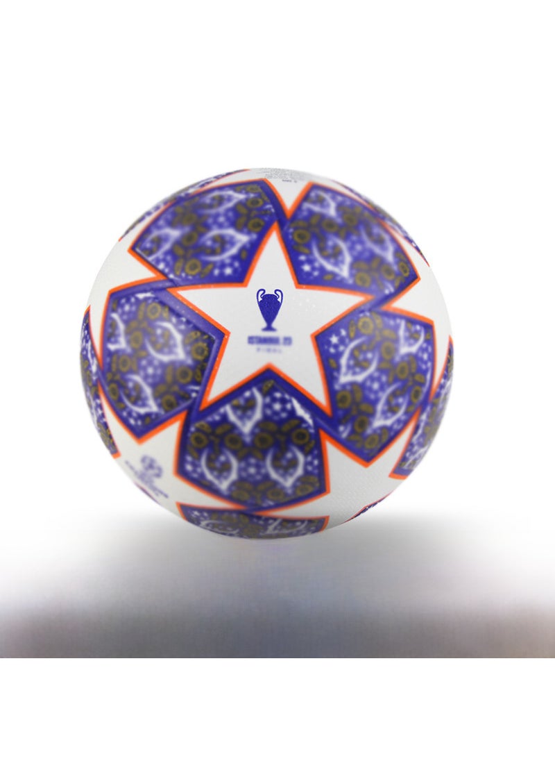 Professional Size 5 Soccer Ball Durable Match Training UEFA Champions League Cup Machine Sticker Football (Five-pointed Star Pattern)