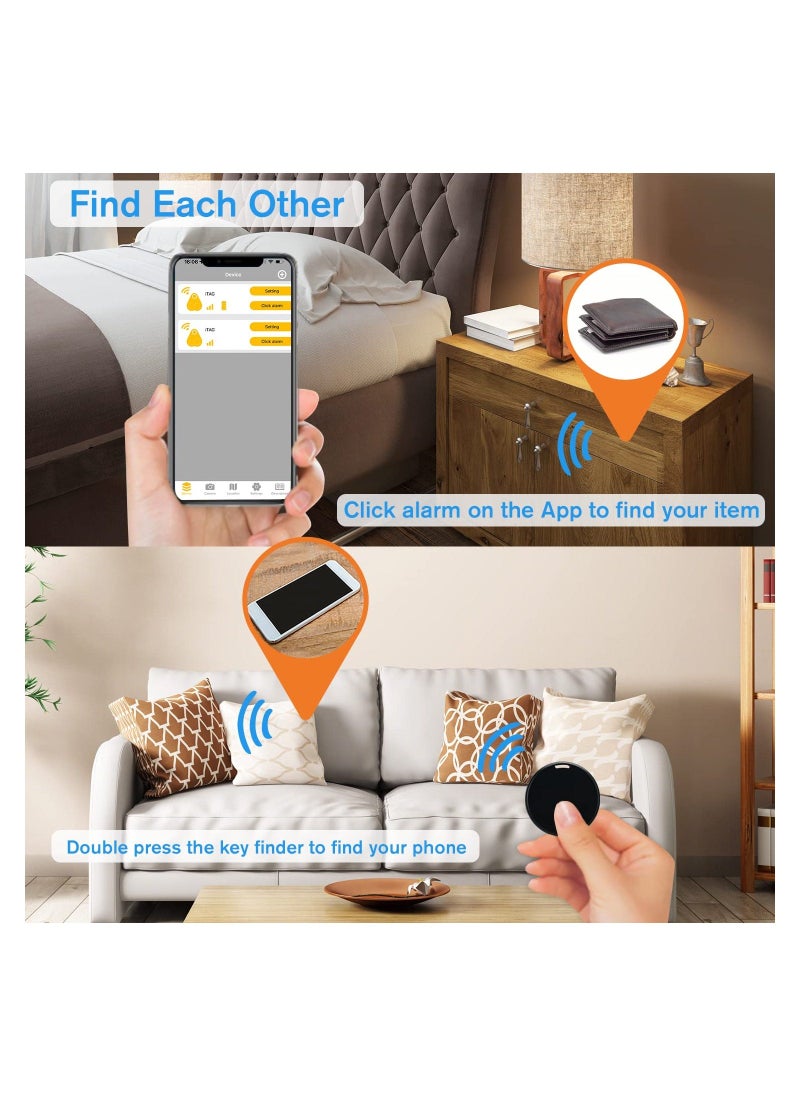 2 Pack Bluetooth Key Finder Locator, Mini Anti Lost Item Finder Tag Key Tracker Alarm For Pet, Key, Wallet, Luggage, Compatible With Ios And Android, Incl Silicone Protective Cases (White and Black)