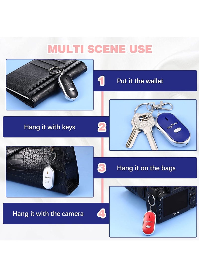 4 Pieces Key Finder Locator LED Light Remote Sound Control Lost Key Finder with Keychain for Child Elderly Pet Luggage