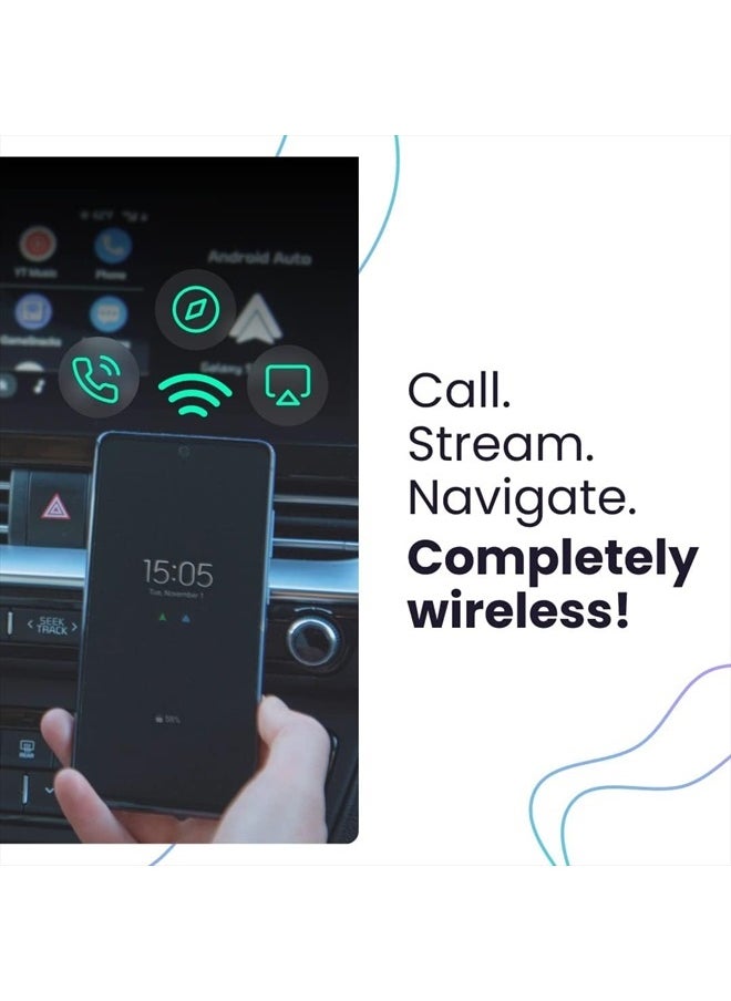 Wireless Android Auto Dongle - Connects Automatically to Android Auto - Easy Plug and Play Setup - Free Companion App - Made in Europe