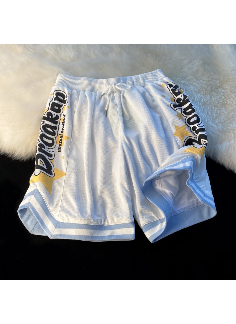 Summer Training Basketball Shorts Unisex Casual SportswearWhite White