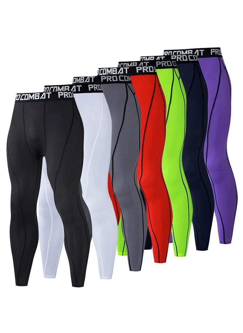 Mens Colorful High-Elastic Fitness Running Tights Green Trousers