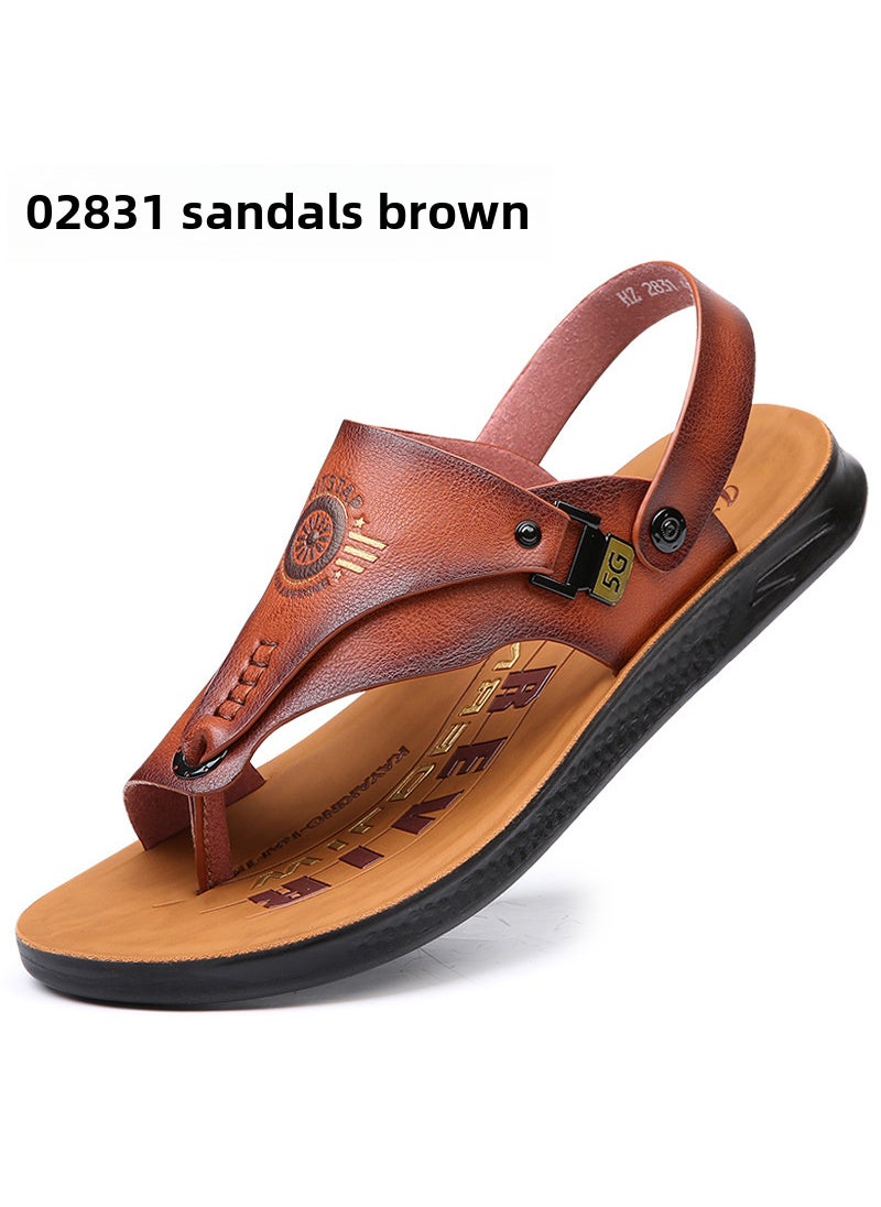 2023 Mens Slip-Resistant Summer Flip-Flops Light brown