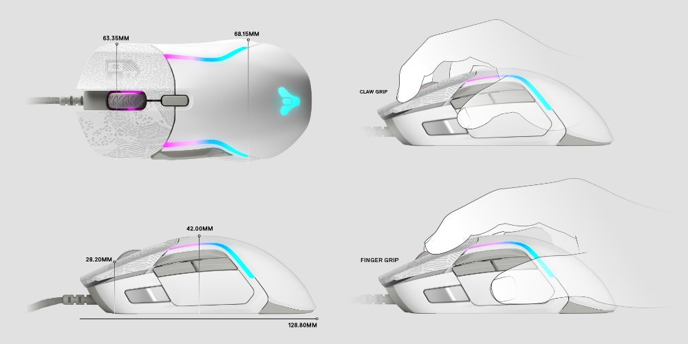 Rival 5 Destiny 2 Edition Wired Optical Mouse, With RGB Lighting, 40G Acceleration, 1000Hz / 1 ms Polling Rate, 9 Buttons, 100-18000 CPI Increments, Gray | 62552