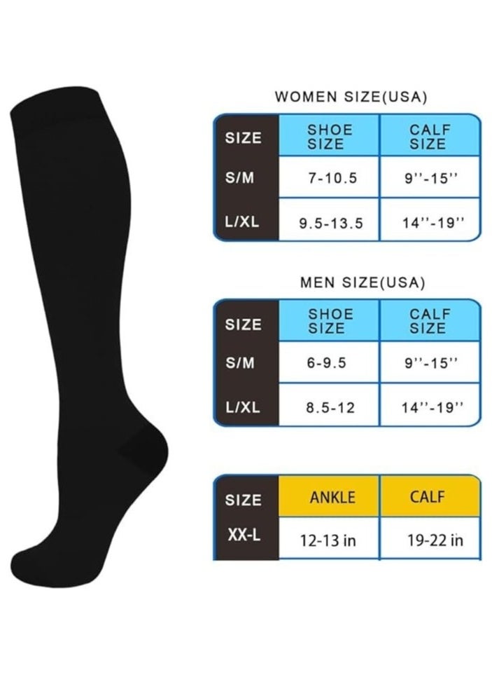 3 Pairs Compression Socks for Men and Women, Knee High Support Socks for Circulation, Sports, Travel, and Daily Wear