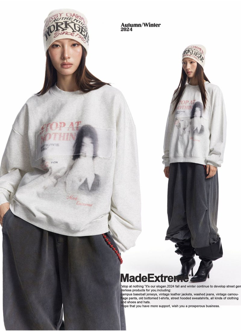 MADEEXTREME Retro Loose Casual Round Neck Hoodie