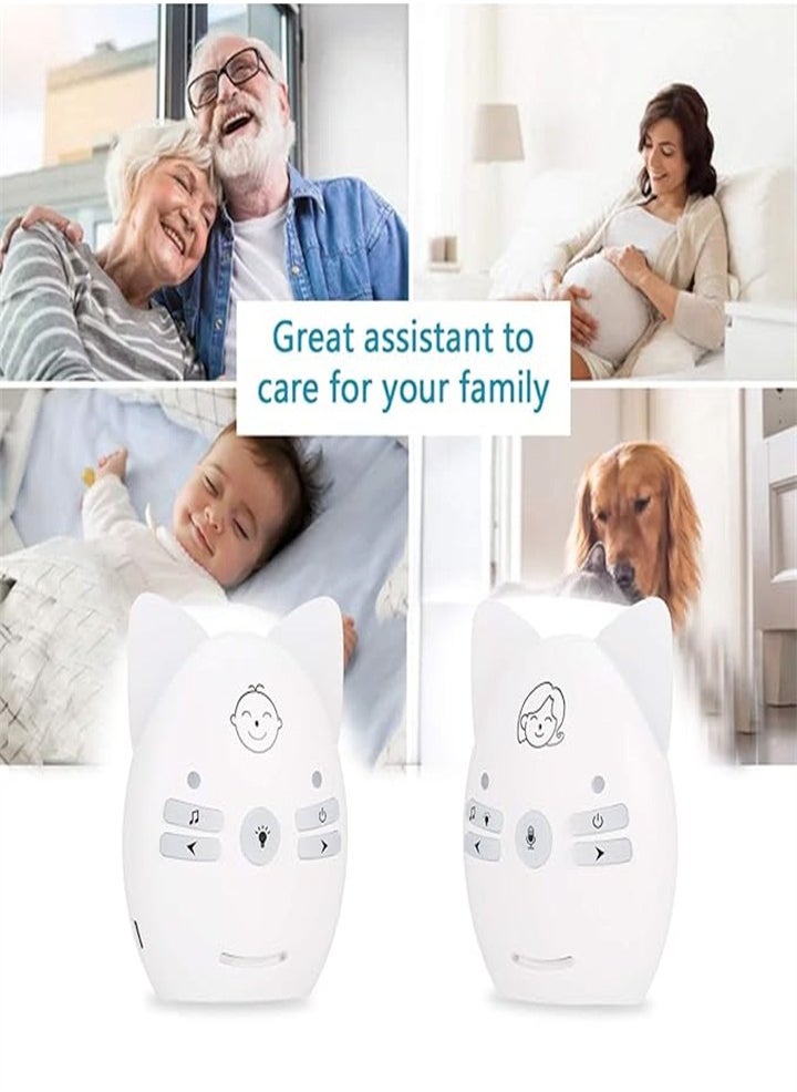 Upgraded version of smart wireless portable audio baby monitor, baby walkie talkie with two-way talk function, VOX mode, long distance up to 300 meters, clear sound, night light, music playback, plug and play
