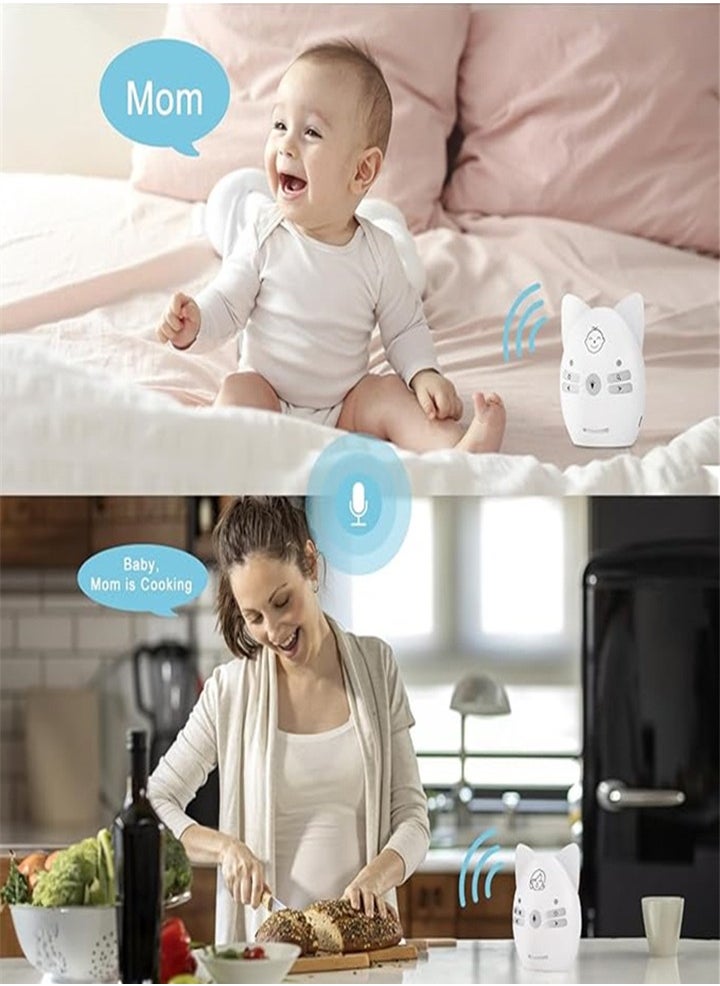 Upgraded version of smart wireless portable audio baby monitor, baby walkie talkie with two-way talk function, VOX mode, long distance up to 300 meters, clear sound, night light, music playback, plug and play