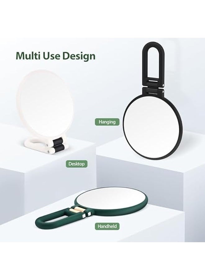 Handheld Magnifying Mirror, Double Sided Travel Magnifying Mirror with 30X/1X Magnification, 360°Adjustable Handle and Precision Tweezers, Portable Multi-Purpose Makeup Mirror Green