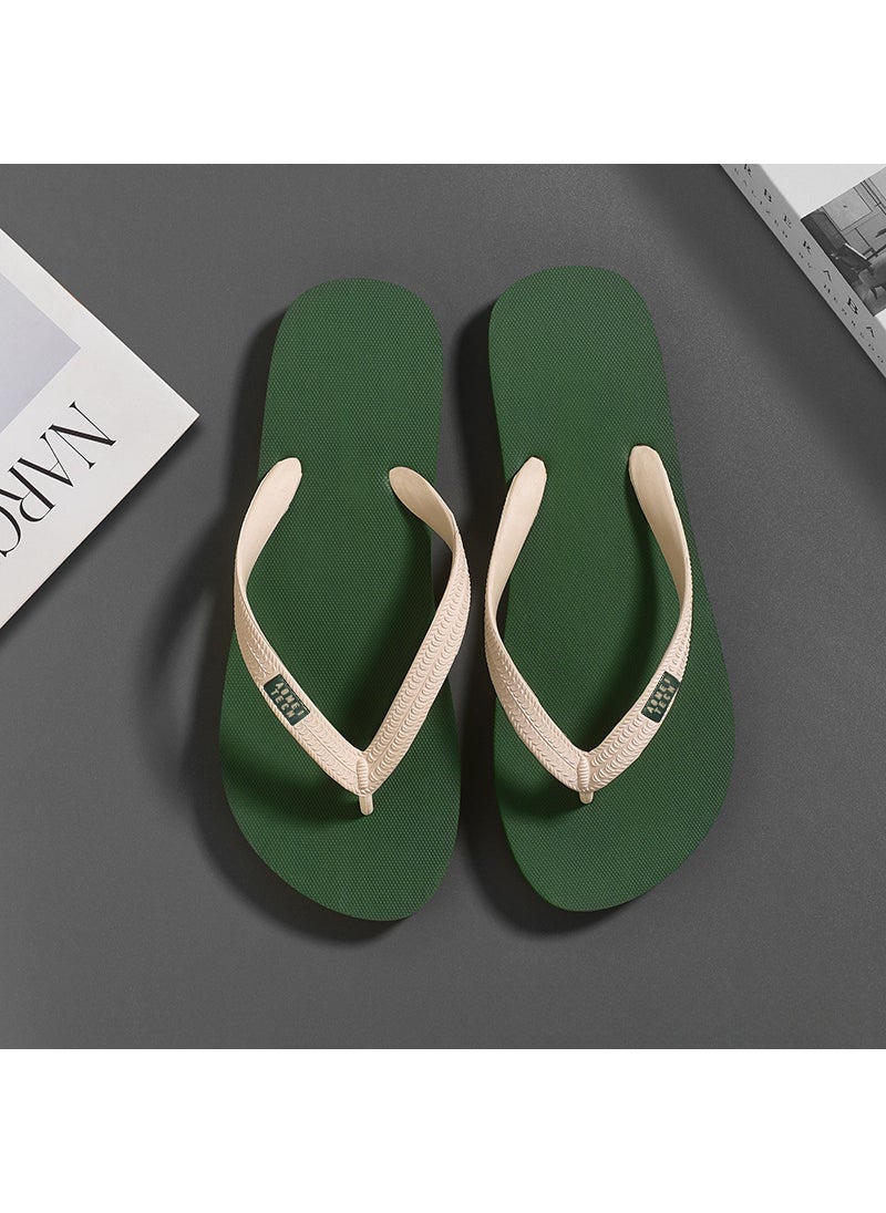 2023 Mens Summer Slides Non-slip Sport Sandals Beach Flip-Flops 2588 Green beige