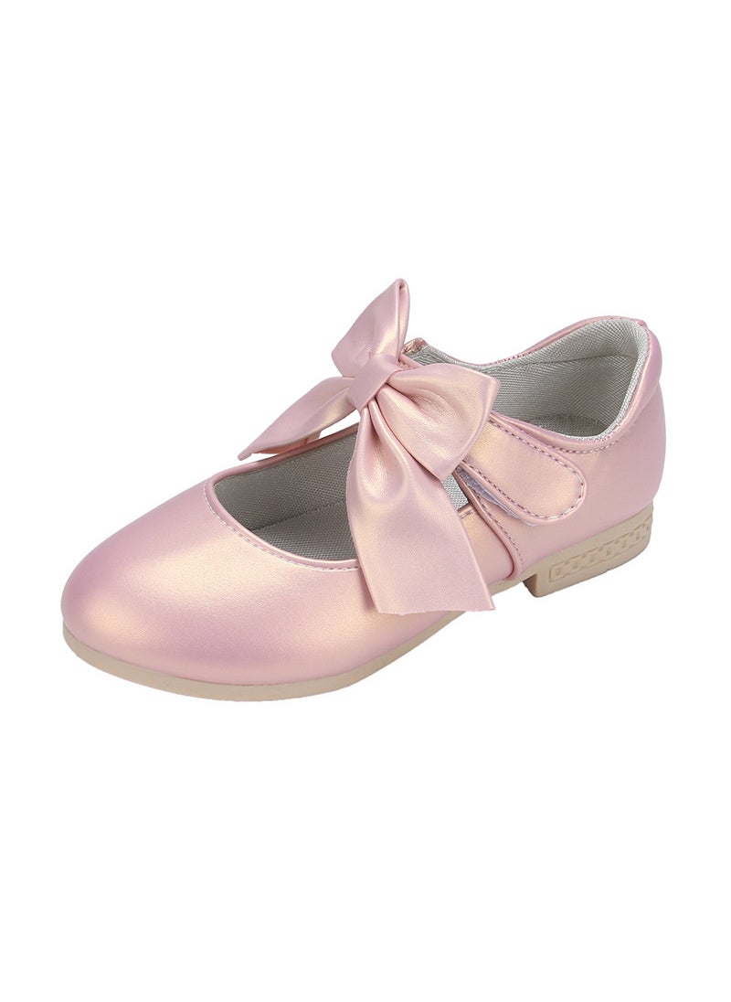 Girls Low-Cut Leather Shoes with Butterfly Bow Spring/Autumn 2024Pink Pink