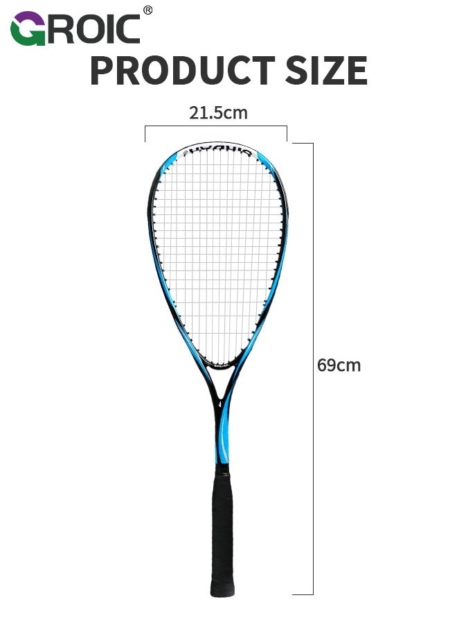 1 Pack Squash Racket Set for Adults, 27 Inch Squash Racket Tennis Racket for Beginner and Professional with 1 Squash Balls,  1 Vibration Damper, 1 Handles Grips, 1 Tennis Bag