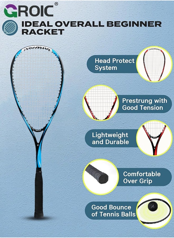 1 Pack Squash Racket Set for Adults, 27 Inch Squash Racket Tennis Racket for Beginner and Professional with 1 Squash Balls,  1 Vibration Damper, 1 Handles Grips, 1 Tennis Bag