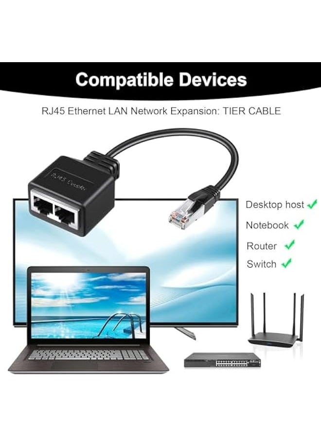 RJ45 Splitter Adapter, RJ45 Coupler, LAN RJ45 Ethernet Splitter 1 to 2 Cables Adapter, Network Cable Splitter Adapter for Ethernet Cat5, Cat5e, Cat6, Cat7