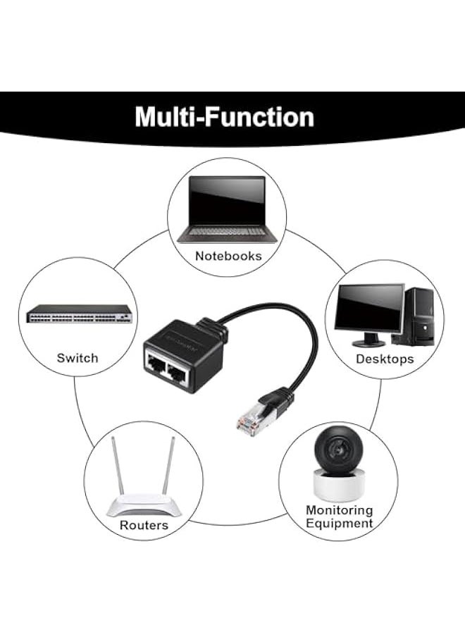 RJ45 Splitter Adapter, RJ45 Coupler, LAN RJ45 Ethernet Splitter 1 to 2 Cables Adapter, Network Cable Splitter Adapter for Ethernet Cat5, Cat5e, Cat6, Cat7