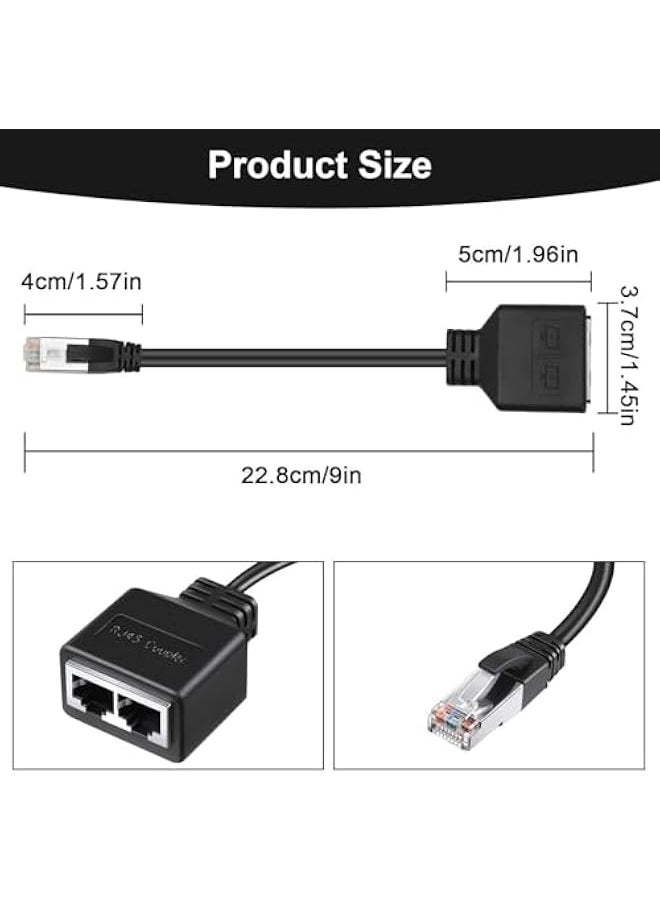 RJ45 Splitter Adapter, RJ45 Coupler, LAN RJ45 Ethernet Splitter 1 to 2 Cables Adapter, Network Cable Splitter Adapter for Ethernet Cat5, Cat5e, Cat6, Cat7