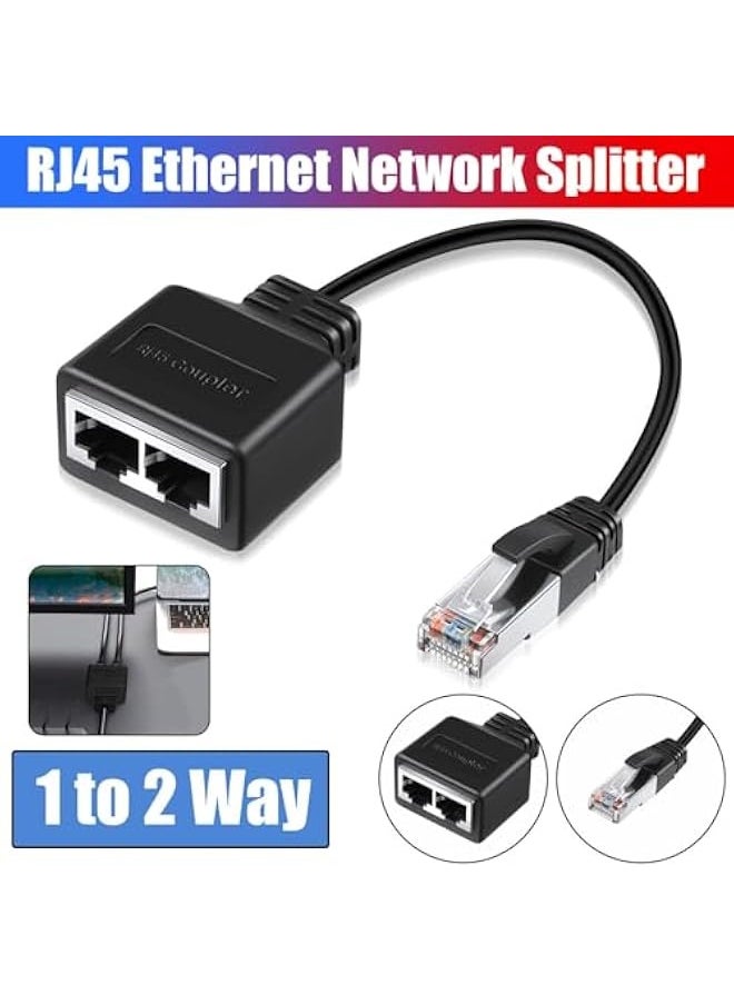 RJ45 Splitter Adapter, RJ45 Coupler, LAN RJ45 Ethernet Splitter 1 to 2 Cables Adapter, Network Cable Splitter Adapter for Ethernet Cat5, Cat5e, Cat6, Cat7