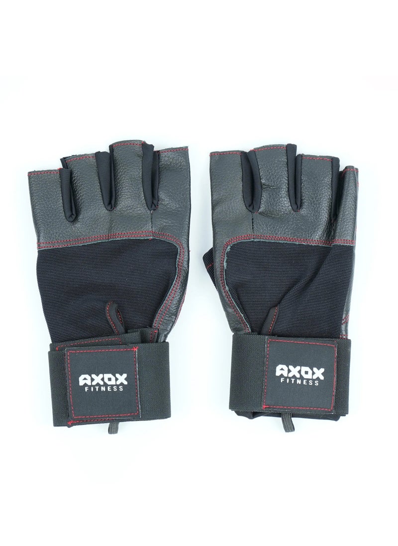 Axox Fitness Leather Weight Lifting Gloves - Size L