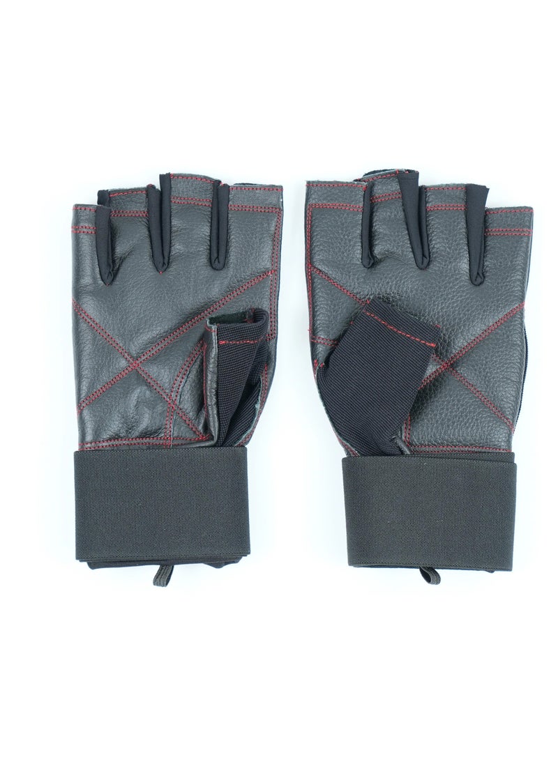 Axox Fitness Leather Weight Lifting Gloves - Size L