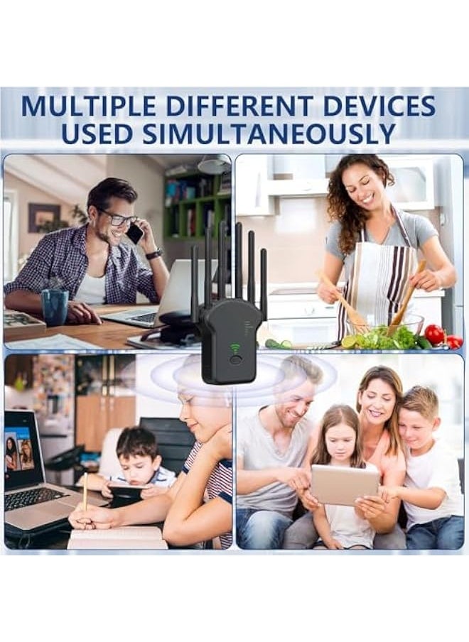 2024 WiFi Extender Signal Booster, Internet Wireless Repeater for Home Coverage up to (11800Sq.Ft), with Ethernet Port & Ap Mode,Easy Set Up WiFi Repeater. (Black)