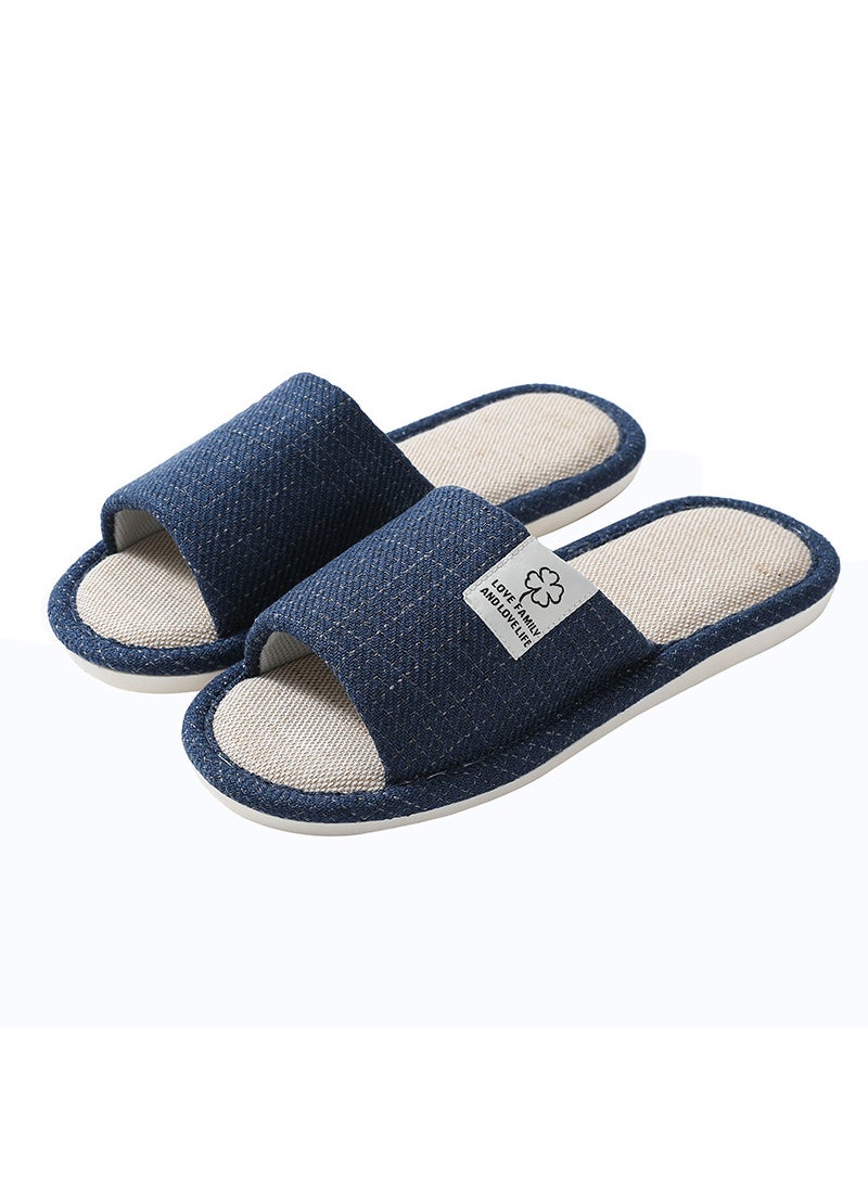 Classic Linen Slippers Thick Sole Home IndoorNavy Blue (Men's) Navy Blue (Men's)