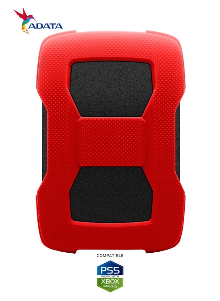 HD330 1TB External HDD | Anti-Shock Hard Drive | Compitable with PS5 and XBOX | Red