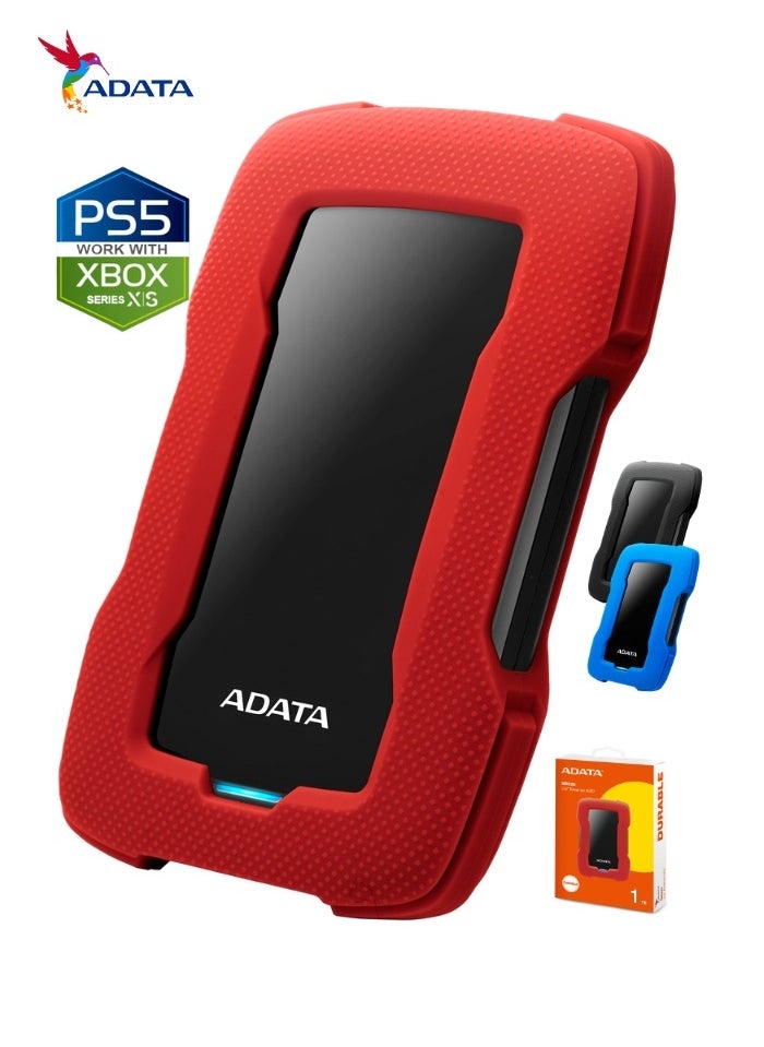 HD330 1TB External HDD | Anti-Shock Hard Drive | Compitable with PS5 and XBOX | Red