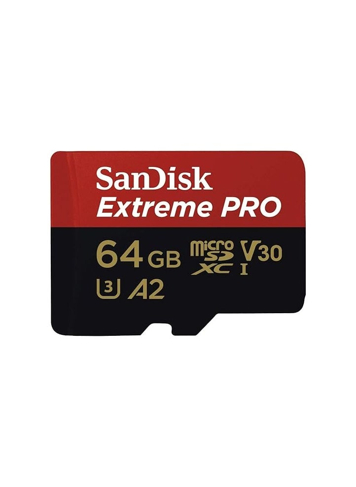 Extreme Pro Microsdxc Memory Card + Sd Adapter With A2 App Performance Up To 170 Mb/S, Class 10, U3, V30 (Sdsqxcy-064G-Gn6Ma) 64 GB