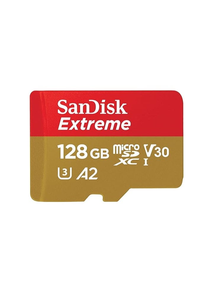 Extreme microSDXC card + SD adapter + RescuePRO Deluxe, up to 190MB/s, with A2 App Performance, UHS I, Class 10, U3, V30, Black 128 GB