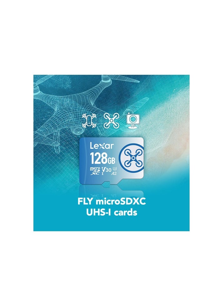 LEXAR FLY 128GB MICROSDXC UHS-I CARDS, UP TO 160MB/S READ AND 60MB/S WRITE C10 A2 V30 U3