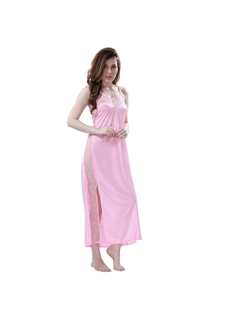 Accessorize Kingdom Women's Satin Solid Maxi Length Nightgown