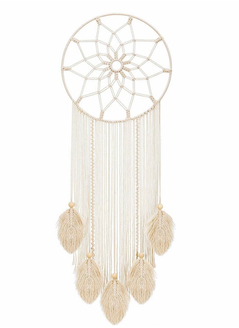 Macrame Dream Catcher Woven Feather Large Wall Hanging Handmade Dreamcatcher Boho Tassels Art Woven Decoration Home Decor Ornament Craft Gift Geometric Beautiful Wall Art for Apartment