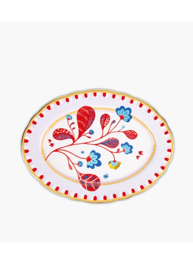 Mamma Mia Flower Oval Plate - Porcelain 34x25cm