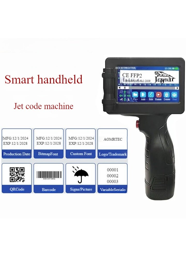 Handheld Printer, Portable Inkjet Printer, High Definition Inkjet Code Printer, with 4.3 Inch LED Touchscreen, Quick-Drying Ink Cartridge, for Label/Production Date/Barcode/Trademark/Logo/Graphic Print