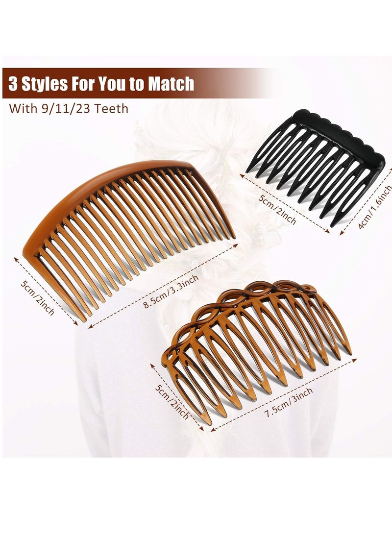 24 Pieces French Hair Side Combs Set Plastic Twist Comb Hair Clip Combs Accessories for Women(9 Teeth Side, 11 Teeth Side, 23 Teeth Side)